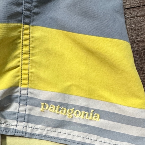 Patagonia Men's Swim Shorts - Yellow, Blue, Gray Stripes - Picture 5 of 10